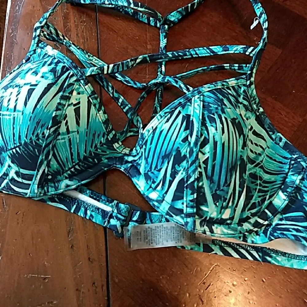 Pink tropical swim top